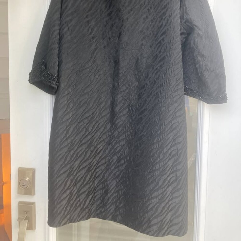 Vtg 1950 black taffeta cape womens opera coat sz Large - Picture 11 of 11